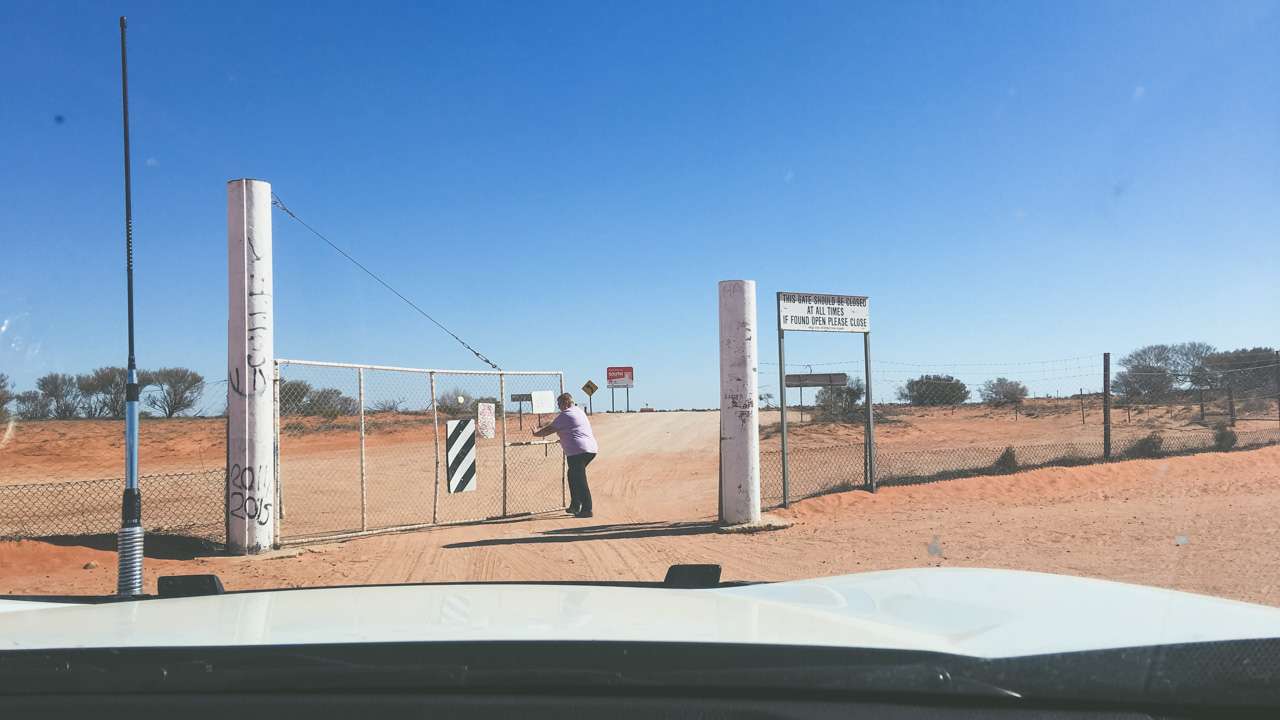 Amanda Opening The Cameron Corner Gates