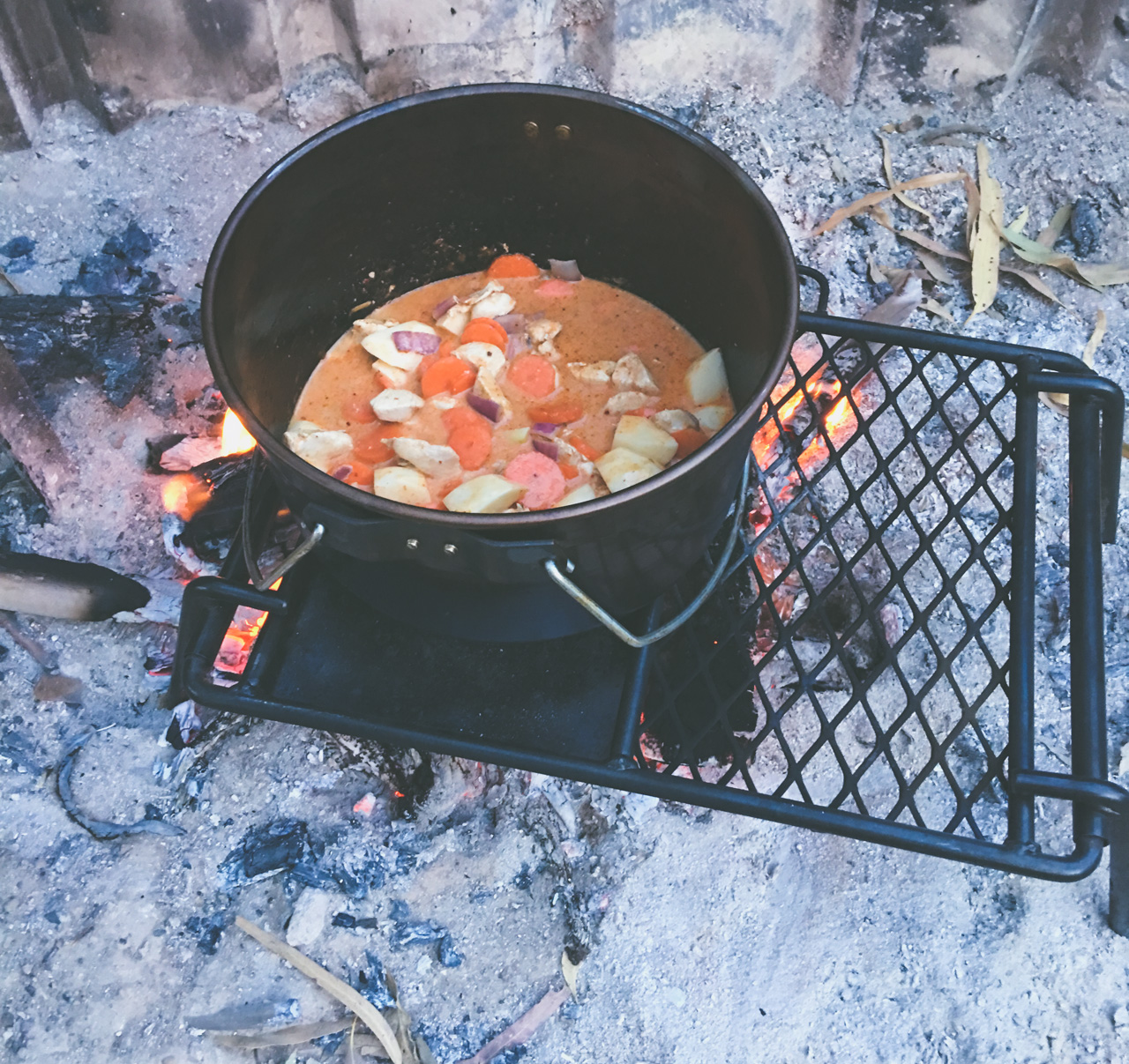 Massaman Curry In The Camp Oven At Trilby Station On The Banks Of The Darling River