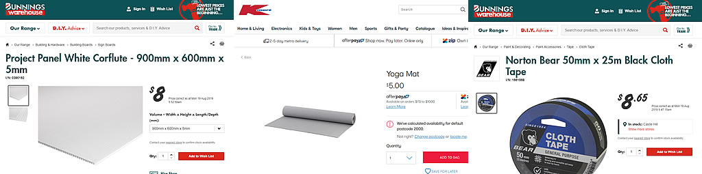 Corflute Yoga Mat Cloth Gaffa Tape To Make Rear Back Window Protector