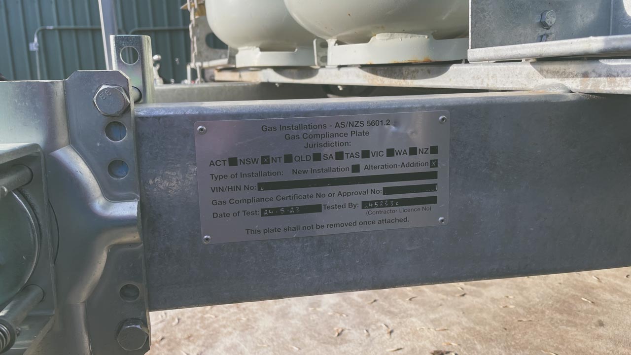 New Gas Compliance Plate After Installing Truma VarioHeat Gas Heater