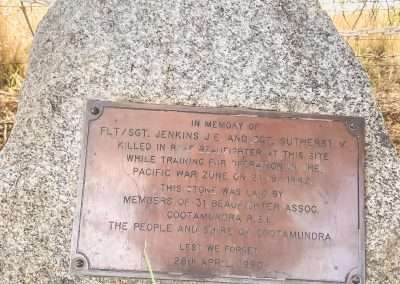 Beaufighter Crash Memorial Plaque Cootamundra NSW