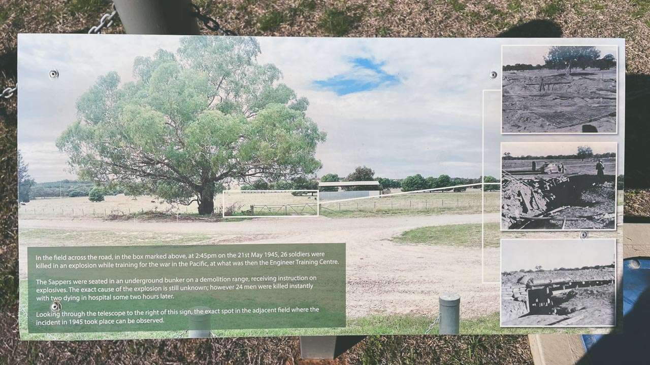 Notice Board At Site Of 1945 Explosion That Killed 26 People Near Kapooka