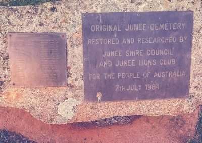 Plaque Found While Geocaching Old Junee Pioneer Cemetery