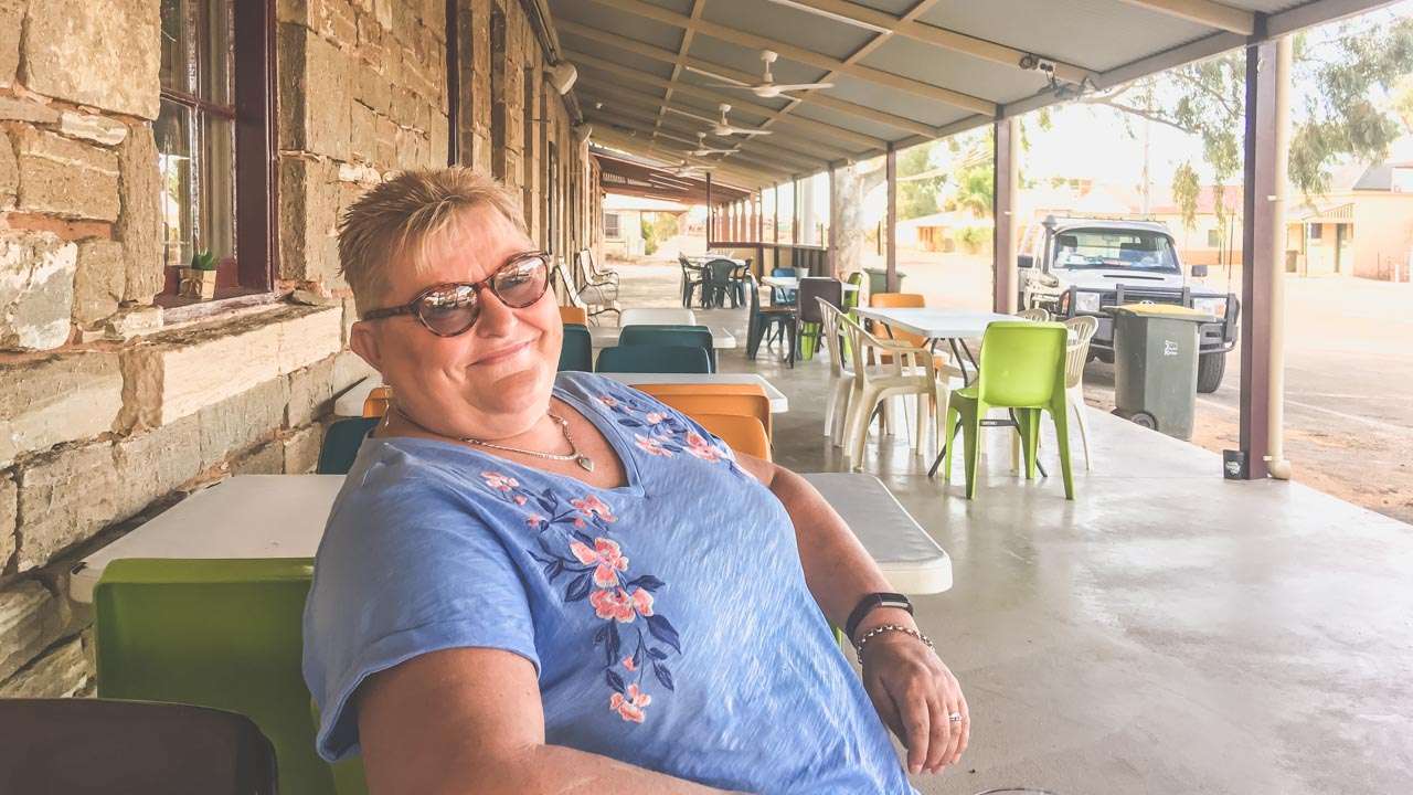 Amanda Outside Family Hotel At Tibooburra