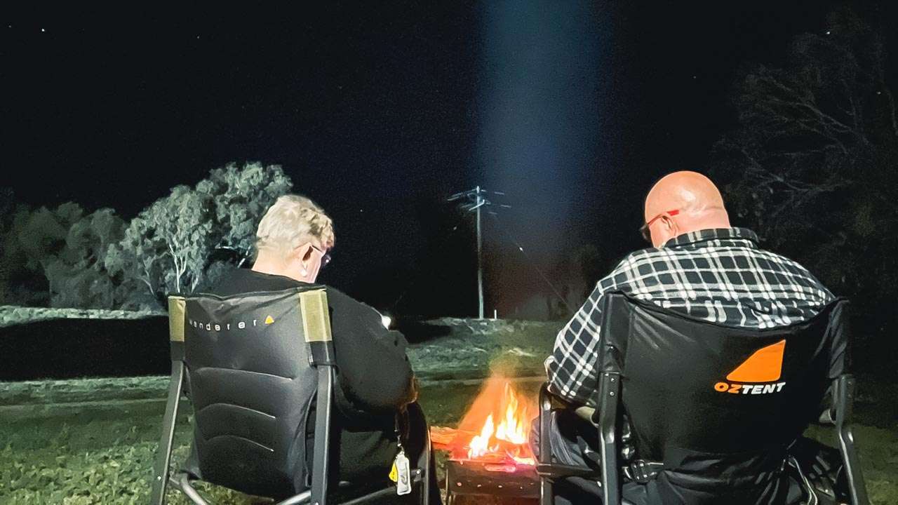 A Peaceful Evening Around The Fire At Lake Pamammaroo Burke And Wills Camp Menindee