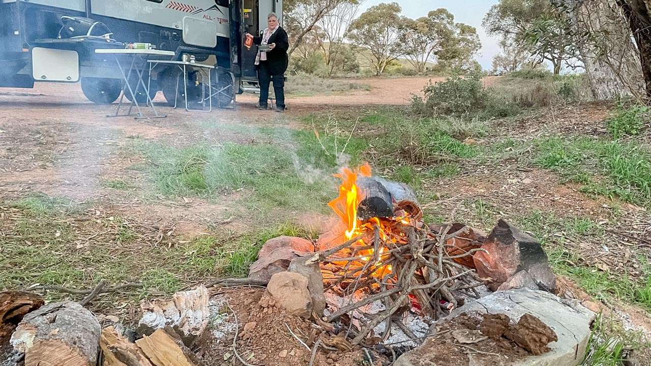 Camping At Orroroo Rest Area With A Fire