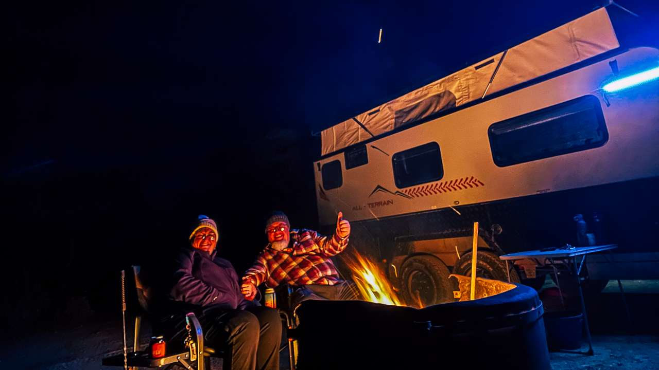 Camping With A Fire At Koonalda Homestead