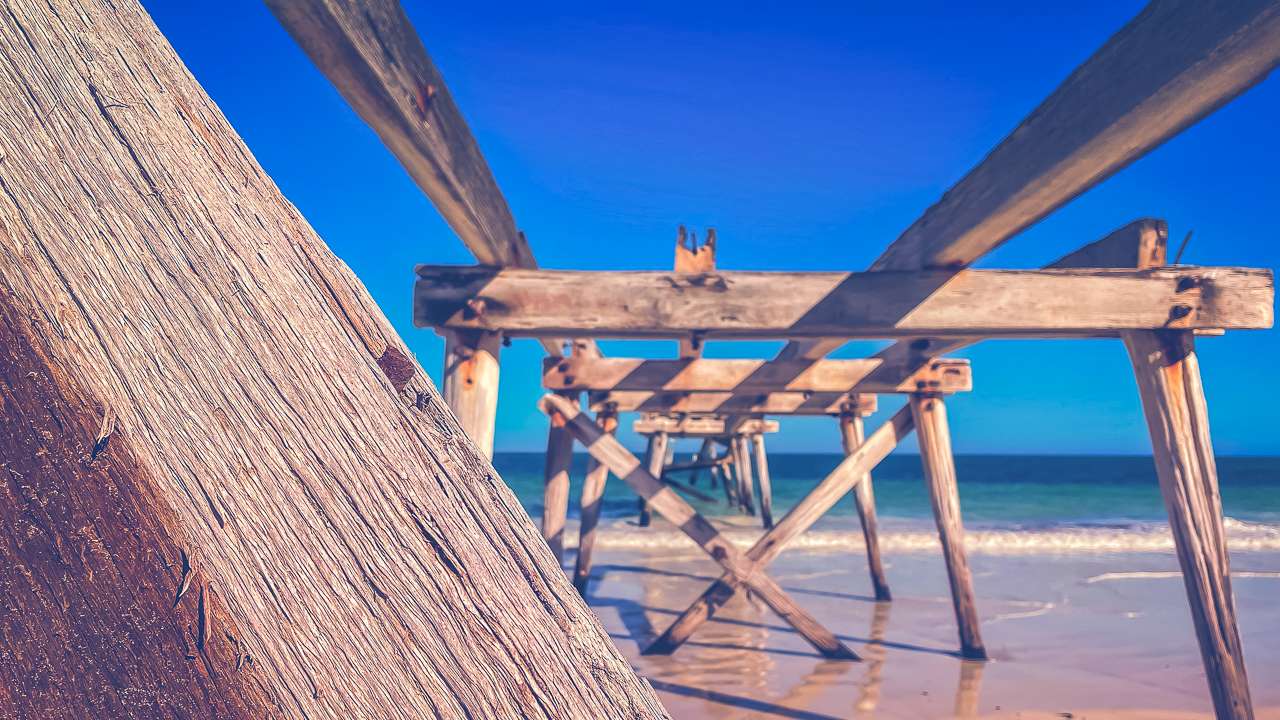 Old Wooden Jetty At Eucla Western Australia Australia