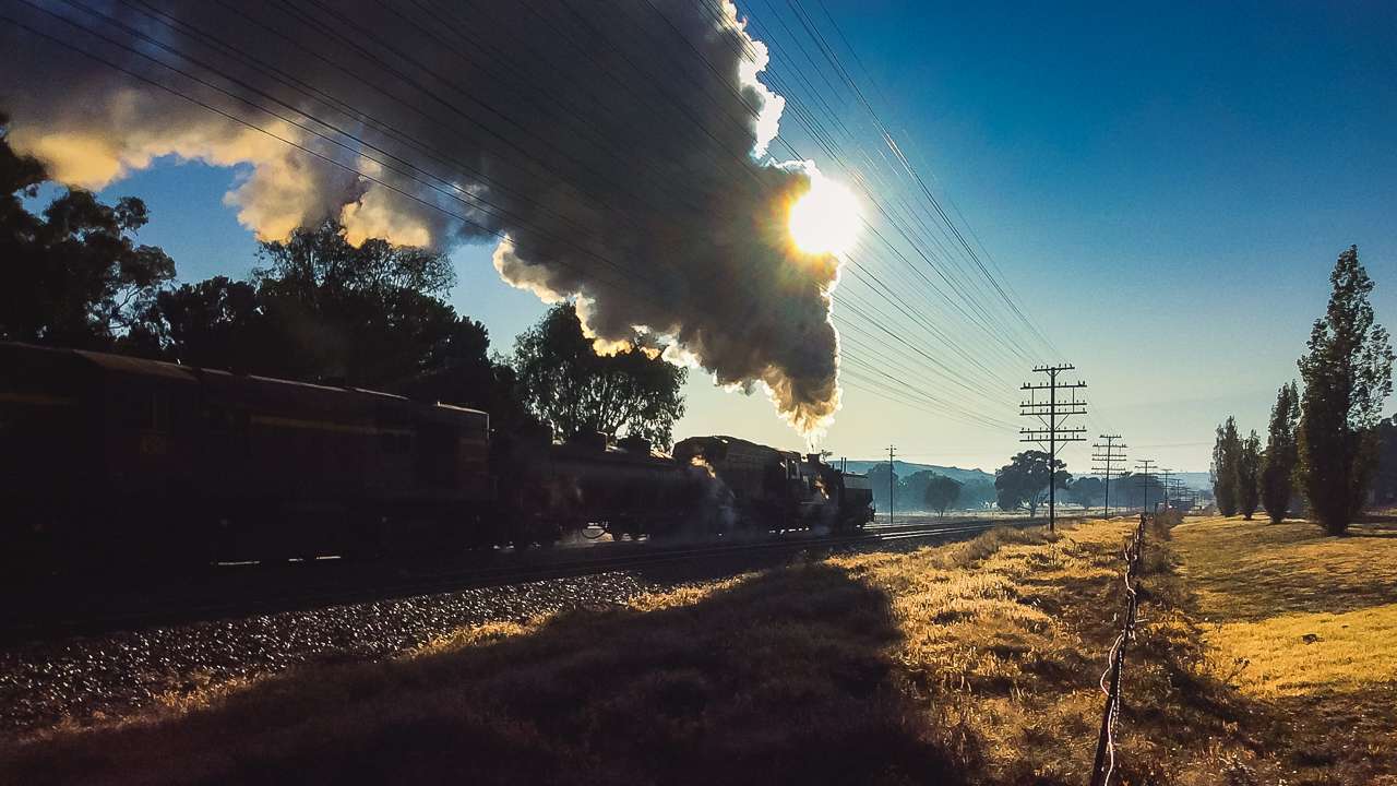 NSWGR Garratt Class Locomotive Outside Of Cootamundra