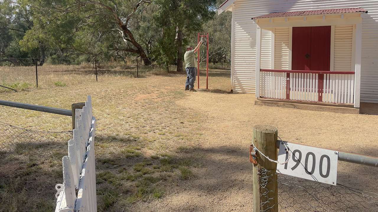 Ringing The Church Bell At St Margarets Glenelg Church Near Grenfell