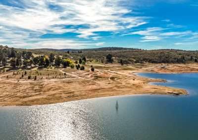 Looking Over Flooded Town On Eucumbene Dam