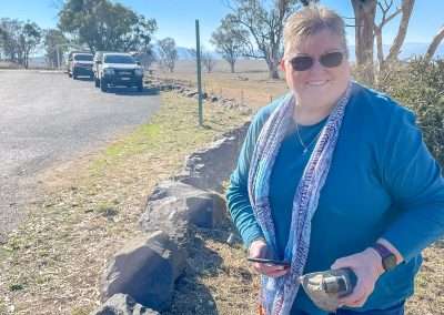 Amanda With A geocache At The Southern Cloud Memorial Lookout