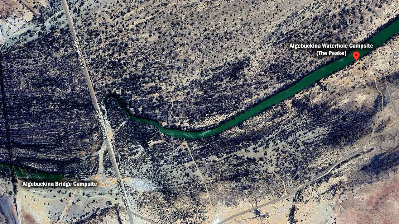 Algebuckina Waterhole (The Peake) Campsite On Google Earth