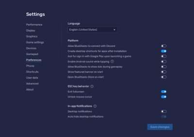 Bluestacks Settings Preferences