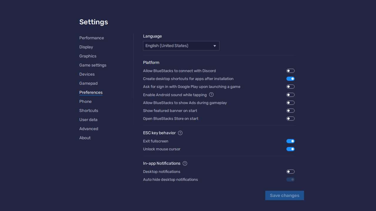 Bluestacks Settings Preferences