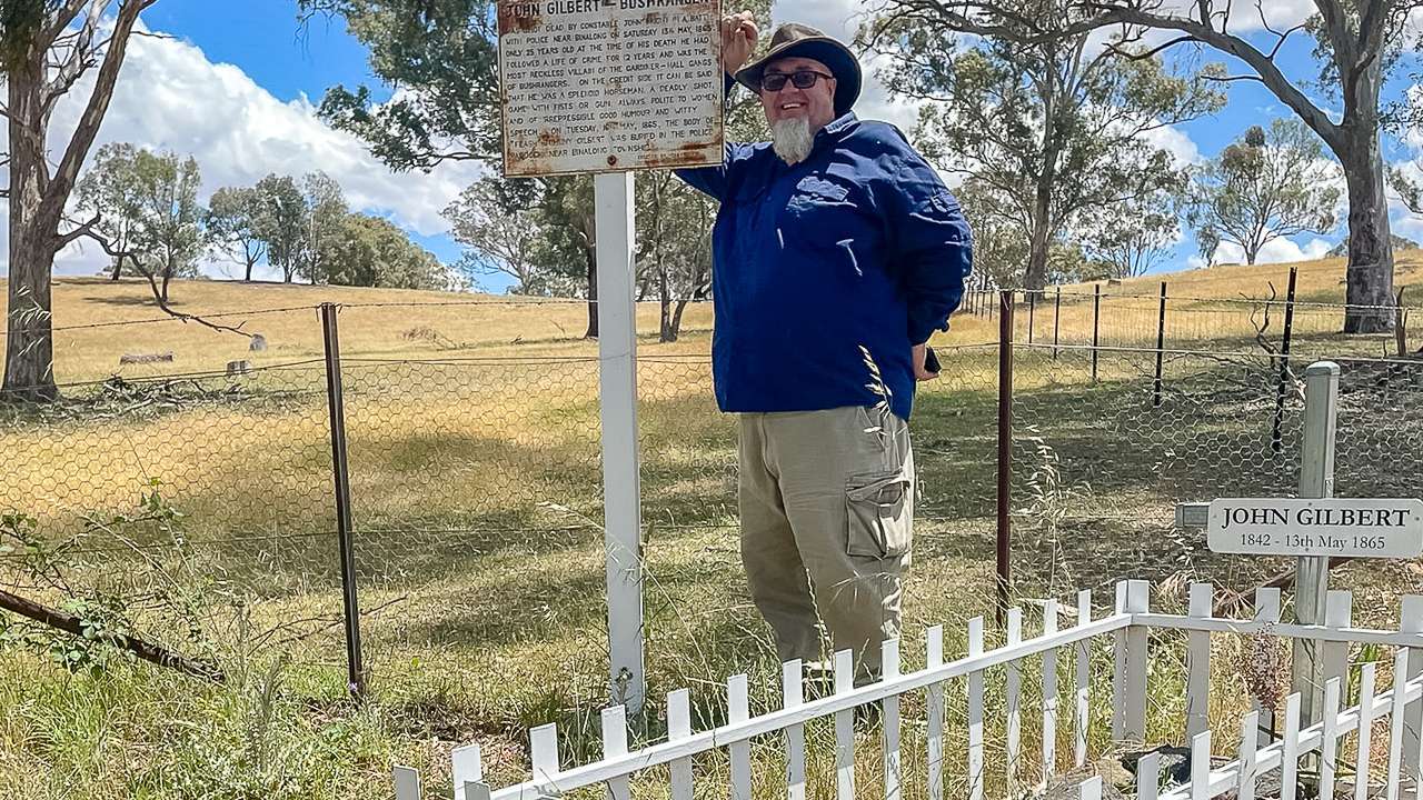 Dave At John Gilberts Grave Outside Of Binalong NSW