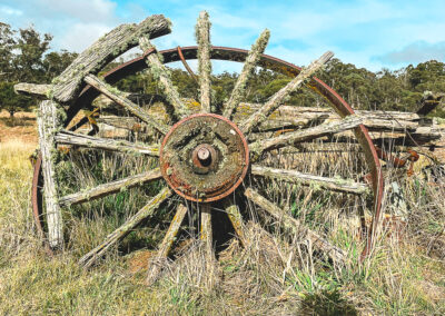 Abandoned Wagon Wheel At Coolamine Homestead NSW High Country Huts