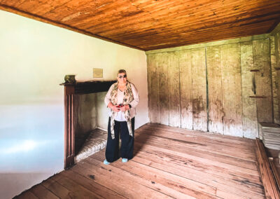 Amanda Near One Of The Fireplaces Inside Orroral Homestead