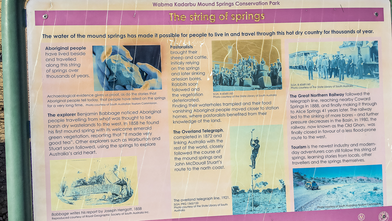 Information Board At Wabma Kadarbu Mound Springs Conservation Park