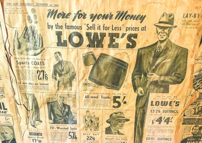 Lowes Menswear Ad From A Newspaper On The Wall Inside The Coolamine Homestead