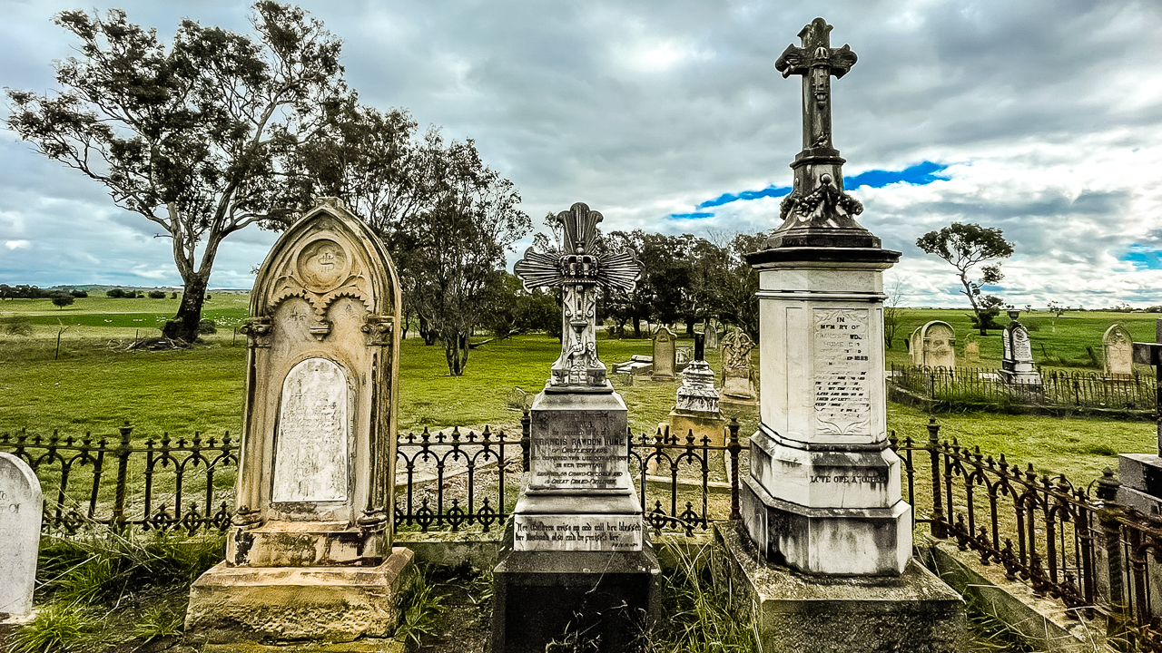 Headstones Inside Of Langs Creek Cemetery