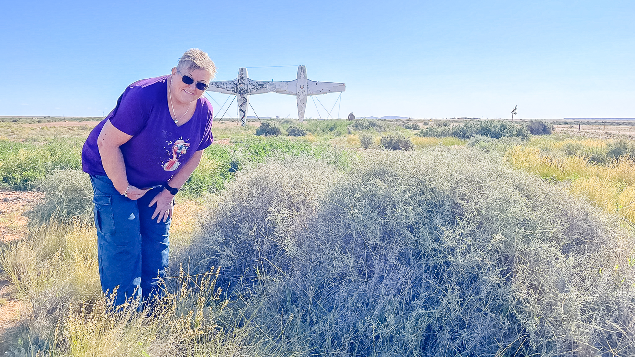 Looking For A Geocache At Mutonia Sculpture Park On The Oodnadatta Track