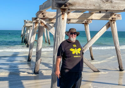 Old Jetty At Eucla And Old Bloke