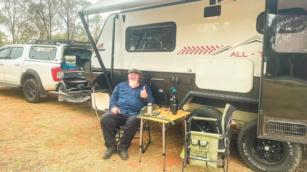 Boofhead Dave Having A Beer At The Free Camp In Wyalong NSW